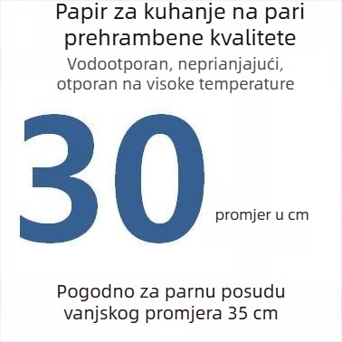 Jednokratni perforirani papir za parenje s premazom silikonskog ulja, neprijanjajući, prehrambene kvalitete, 9–65 cm