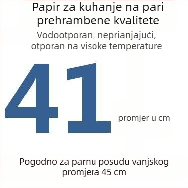 Jednokratni perforirani papir za parenje s premazom silikonskog ulja, neprijanjajući, prehrambene kvalitete, 9–65 cm
