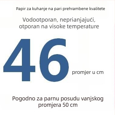 Jednokratni perforirani papir za parenje s premazom silikonskog ulja, neprijanjajući, prehrambene kvalitete, 9–65 cm