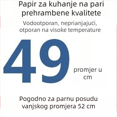 Jednokratni perforirani papir za parenje s premazom silikonskog ulja, neprijanjajući, prehrambene kvalitete, 9–65 cm