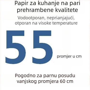 Jednokratni perforirani papir za parenje s premazom silikonskog ulja, neprijanjajući, prehrambene kvalitete, 9–65 cm