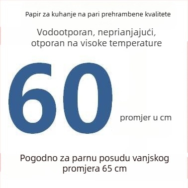 Jednokratni perforirani papir za parenje s premazom silikonskog ulja, neprijanjajući, prehrambene kvalitete, 9–65 cm