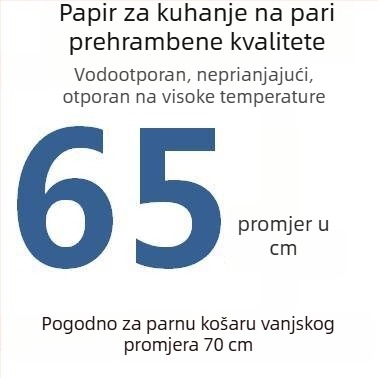 Jednokratni perforirani papir za parenje s premazom silikonskog ulja, neprijanjajući, prehrambene kvalitete, 9–65 cm