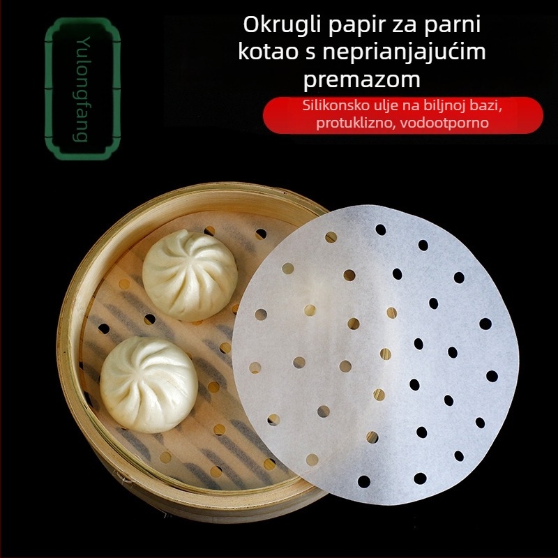Jednokratni perforirani papir za parenje s premazom silikonskog ulja, neprijanjajući, prehrambene kvalitete, 9–65 cm