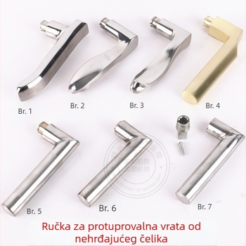 Nehrđajući čelična kvaka za protuprovalna vrata, pribor za bravu, ručica od cinkovog legura