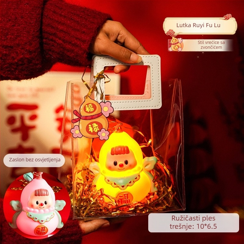 Narančasto oblikovan svjetleći lampion za Novu godinu — crtani stil, poklon za djecu, vrtić, festival lampiona