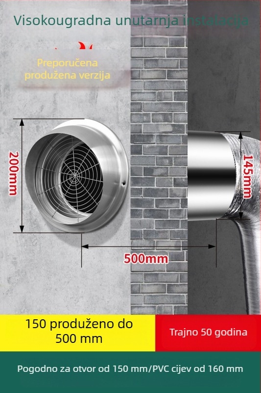 Nehrđajući čelični kapak za ventilaciju protiv ptica i glodavaca, svjež zrak