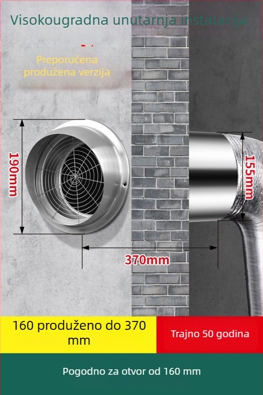 Nehrđajući čelični kapak za ventilaciju protiv ptica i glodavaca, svjež zrak