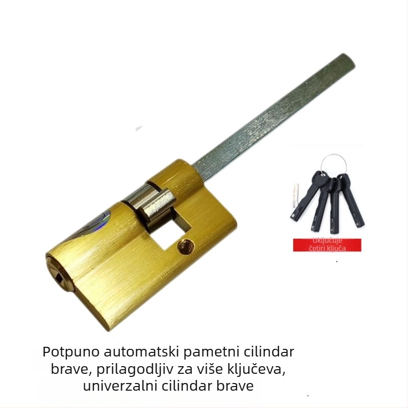 Nova ultra kratka automatska cilindrična brava s otiskom prsta, poluautomatni pametni brava, mesing, Klasa C protiv krađe s ključem