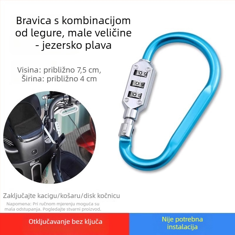 Mehanički kombinirani zaključivač za ormariće, kacigu električnog bicikla i košaru za bicikl