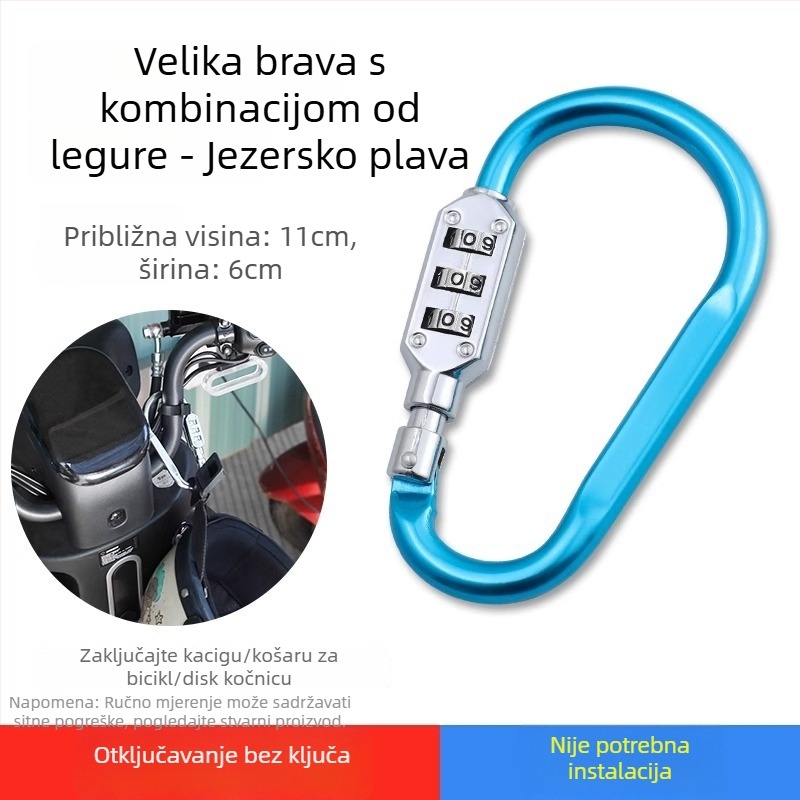 Mehanički kombinirani zaključivač za ormariće, kacigu električnog bicikla i košaru za bicikl