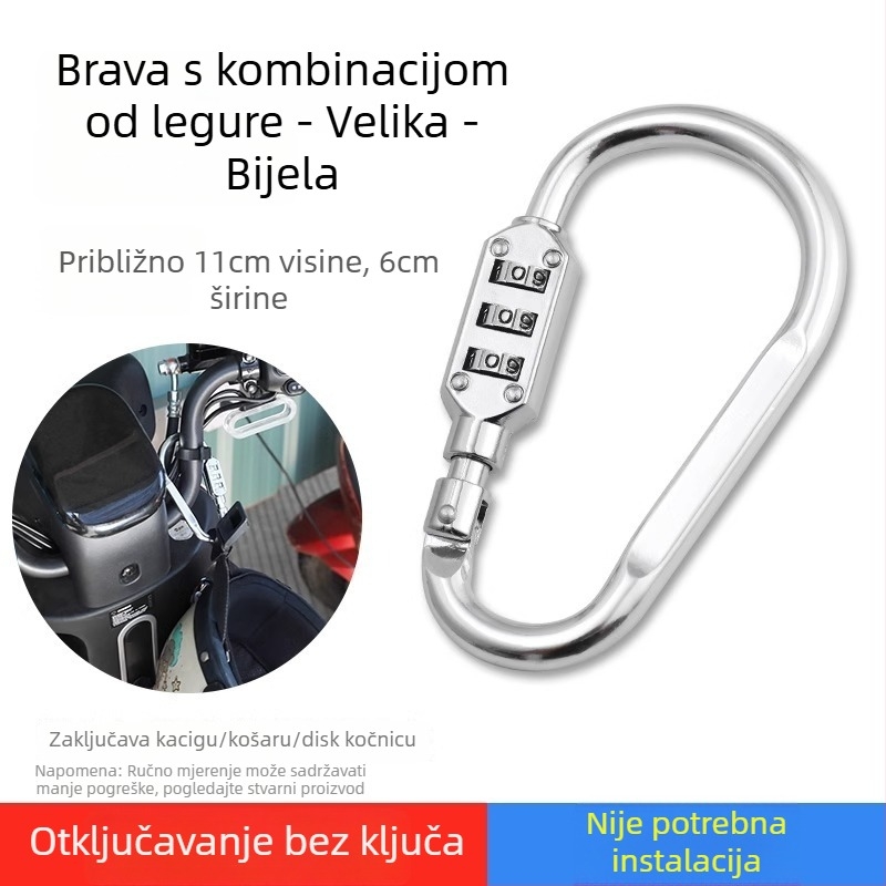 Mehanički kombinirani zaključivač za ormariće, kacigu električnog bicikla i košaru za bicikl
