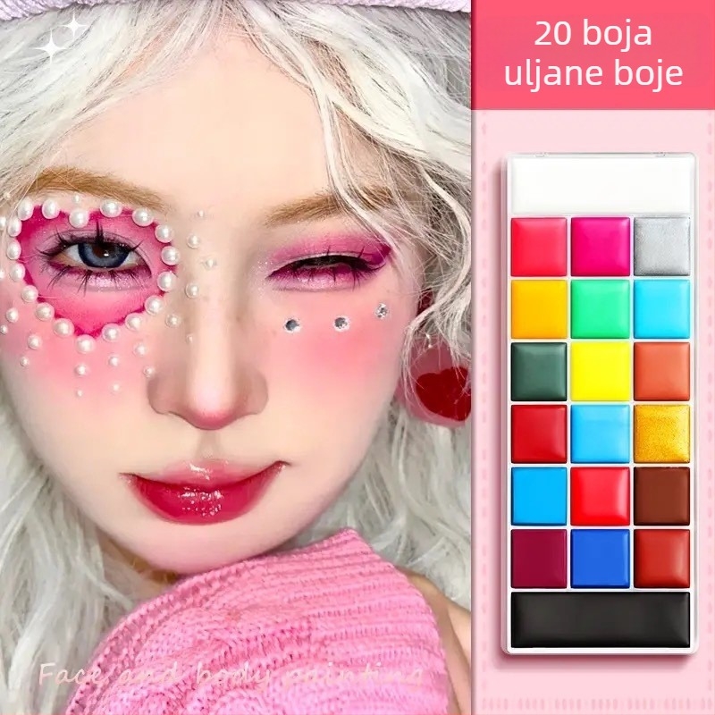 20 boja uljnog make-upa za lice za scenijski makeup, pogodno za Halloween i Božić