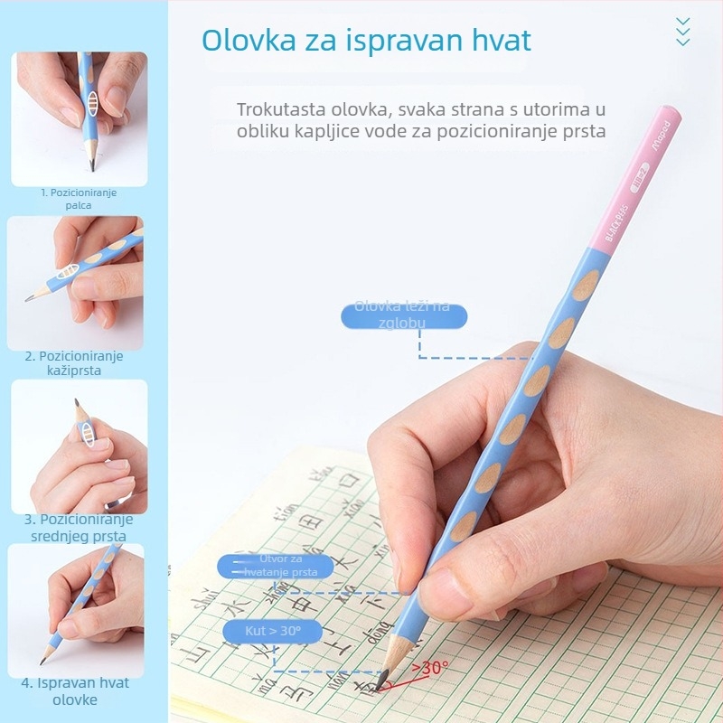 Maped olovka s trokutastim gripom HB/2B za učenike – vježba pisanja