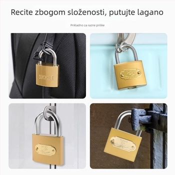 Bakreni lokot, univerzalni lokot za vrata, ure i ormariće, s ključem, malenog formata