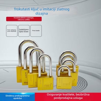 Vanjski sigurnosni lokot od mangan čelika, imitacija zlatnog završetka za vrata, otporan na koroziju, s više rezervnih ključeva