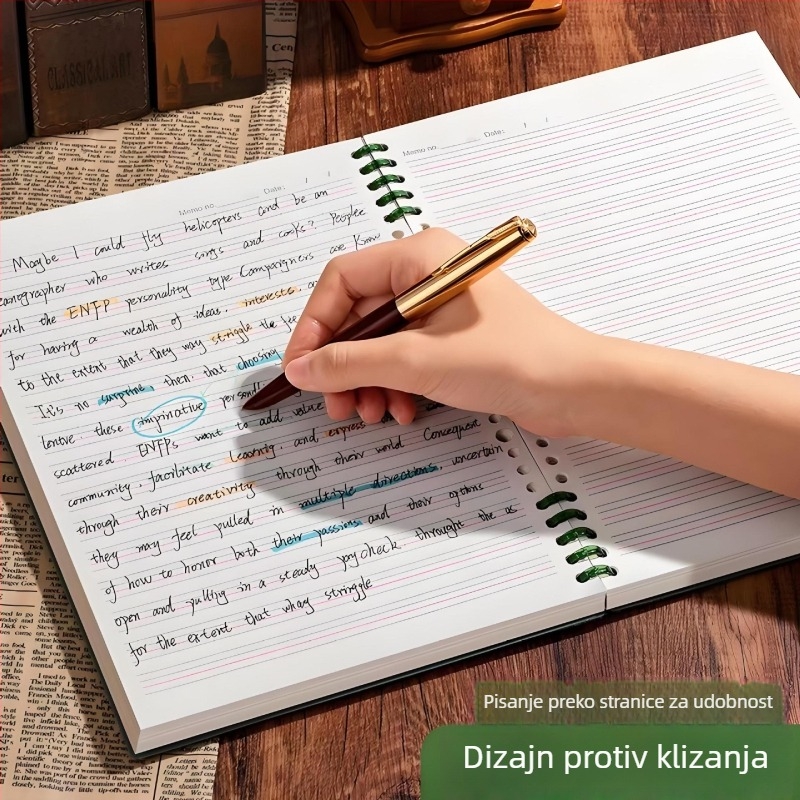 Engleska bilježnica s uklonjivim listovima, B5, debeli format, za gimnaziju i sveučilište, bilježnica za greške