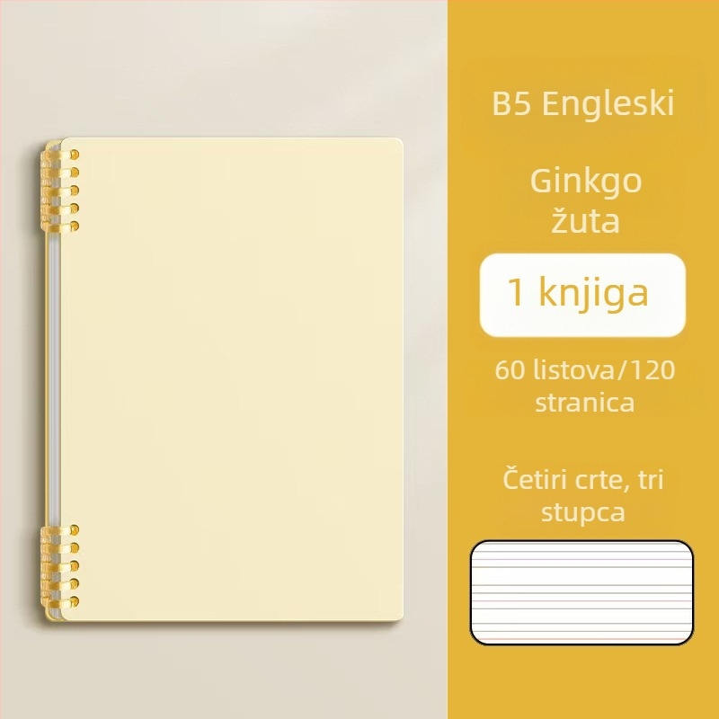 Engleska bilježnica s uklonjivim listovima, B5, debeli format, za gimnaziju i sveučilište, bilježnica za greške