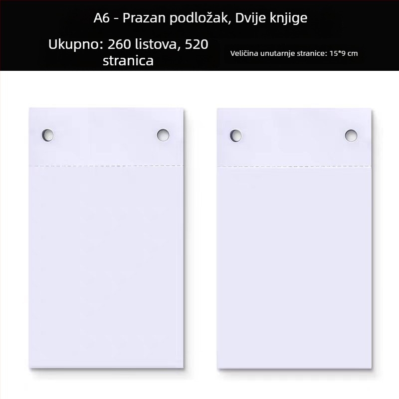 A6 prijenosna debela bilježnica s odvojivim ljepljivim bilješkama i zamjenjivim papirom, mali notes