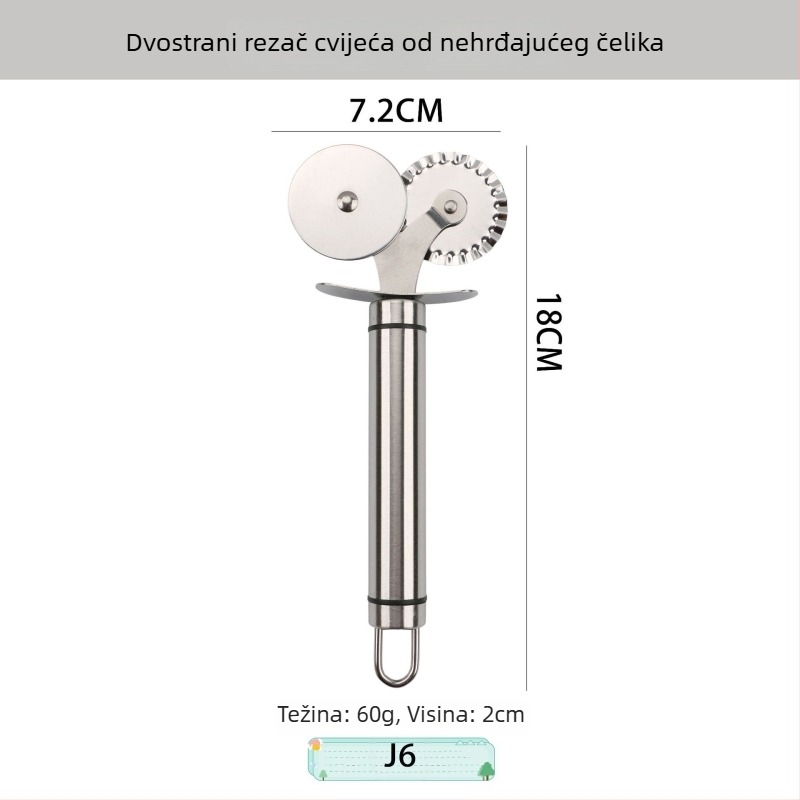 Set kuhinjskih alata od nehrđajućeg čelika, odvajač jaja, sito za brašno, mali alati, rezač pizze, četkica za ulje, cjedilo za ulje i set cjedila