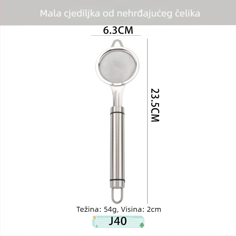 Set kuhinjskih alata od nehrđajućeg čelika, odvajač jaja, sito za brašno, mali alati, rezač pizze, četkica za ulje, cjedilo za ulje i set cjedila