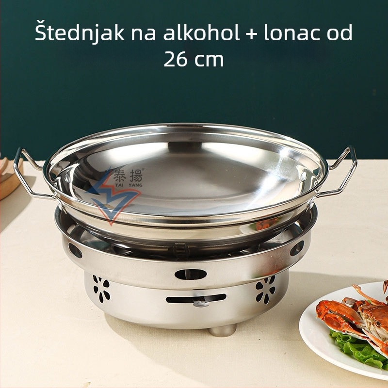 Debeli nehrđajući čelični alkoholni kotao s malom posudom, za kućnu uporabu, restoran, dom i komercijalnu upotrebu