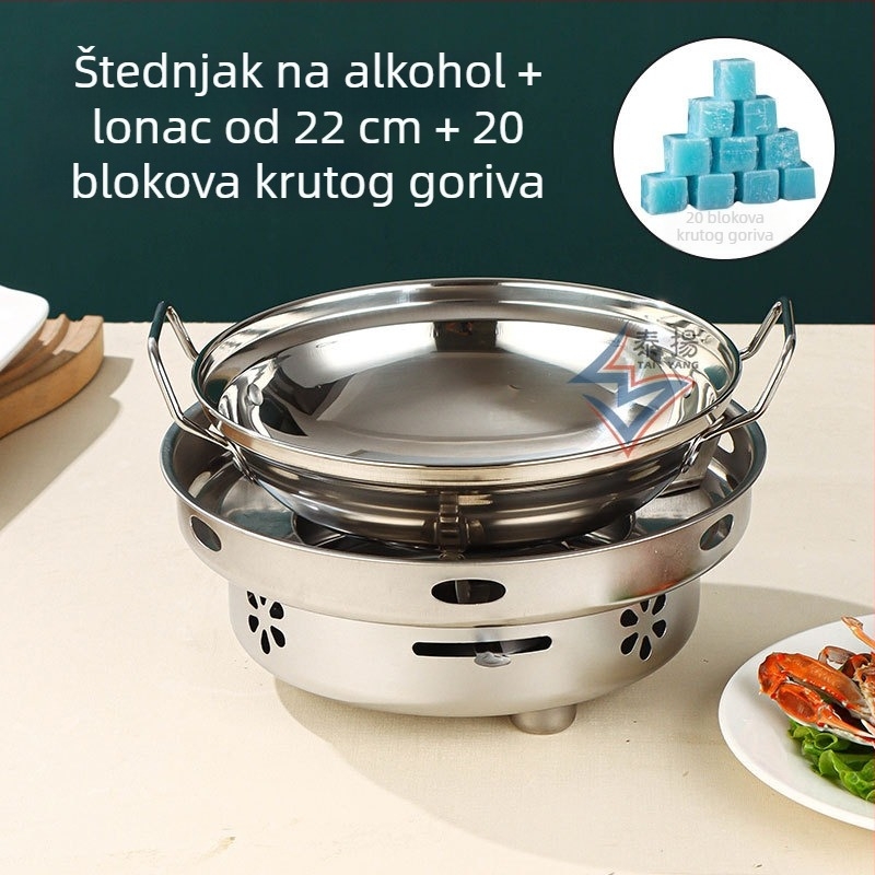 Debeli nehrđajući čelični alkoholni kotao s malom posudom, za kućnu uporabu, restoran, dom i komercijalnu upotrebu