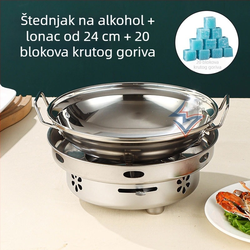 Debeli nehrđajući čelični alkoholni kotao s malom posudom, za kućnu uporabu, restoran, dom i komercijalnu upotrebu