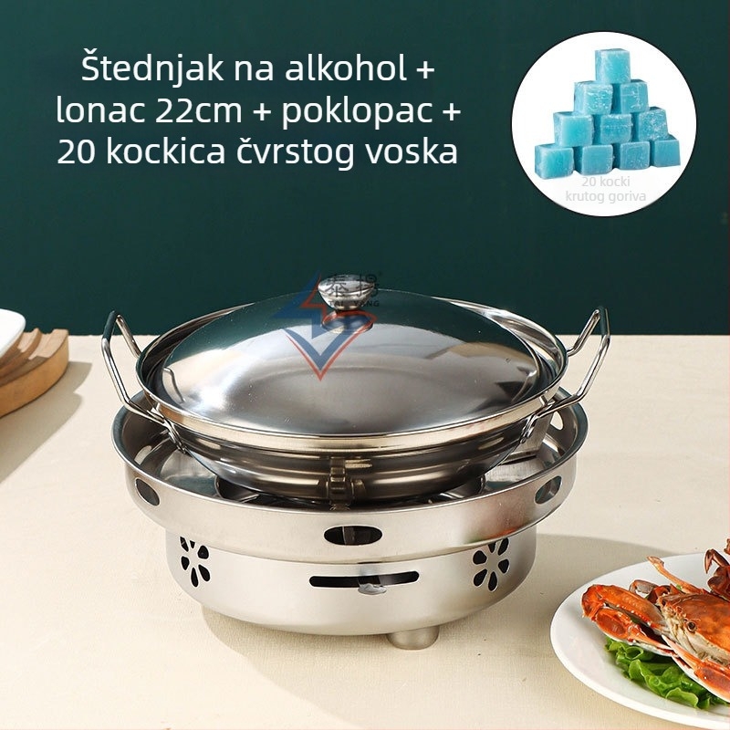 Debeli nehrđajući čelični alkoholni kotao s malom posudom, za kućnu uporabu, restoran, dom i komercijalnu upotrebu