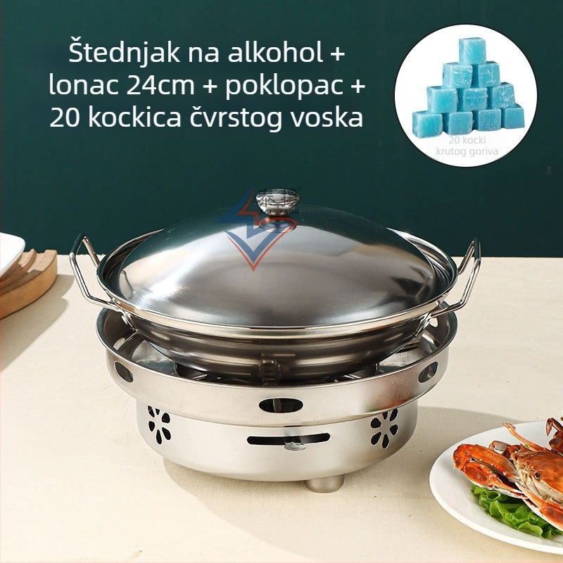 Debeli nehrđajući čelični alkoholni kotao s malom posudom, za kućnu uporabu, restoran, dom i komercijalnu upotrebu