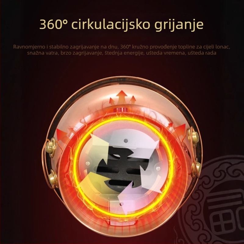 Stari pekinški bakreni lonac za tanke kriške mesa, dvostruka upotreba električni/ugljeni, prozirna juha, Yin-Yang lonac, debeli bakreni dno, kućna upotreba