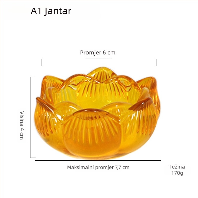Šareni stakleni držač maslene lampe s lotosom – 7 komada za buddhistički oltar