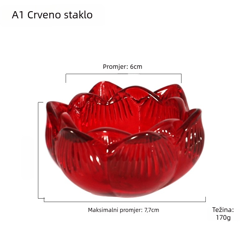 Šareni stakleni držač maslene lampe s lotosom – 7 komada za buddhistički oltar