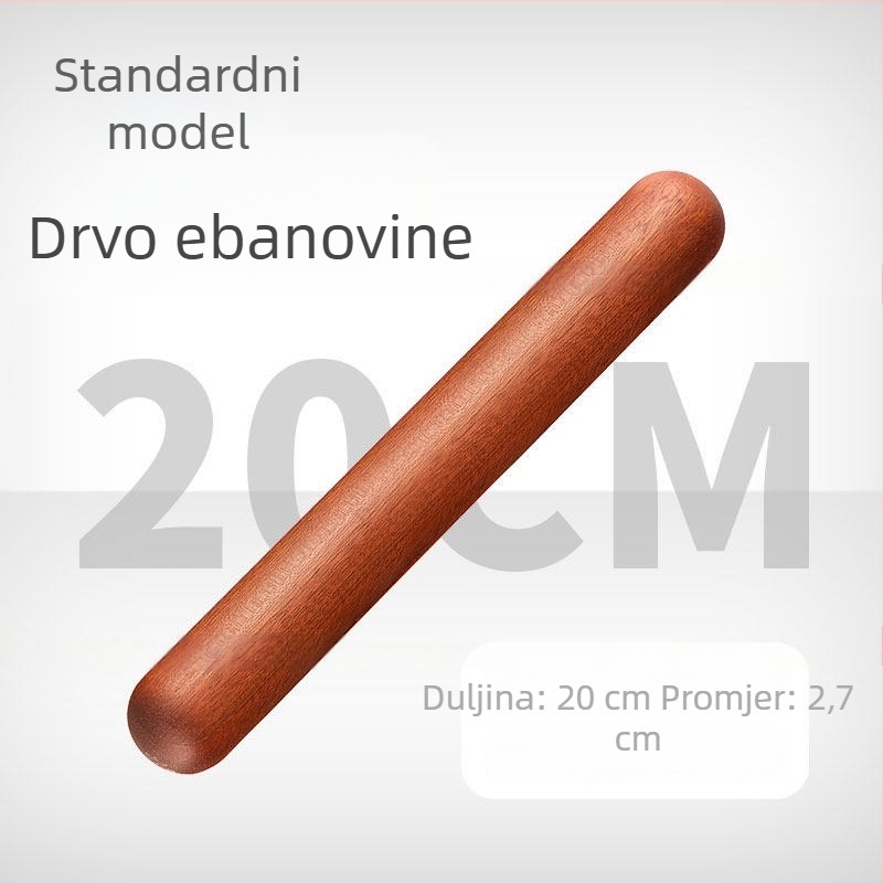 Drveni valjak za tijesto od tamnog drveta, čvrsto drvo, kućna upotreba, valjak s okruglom glavom