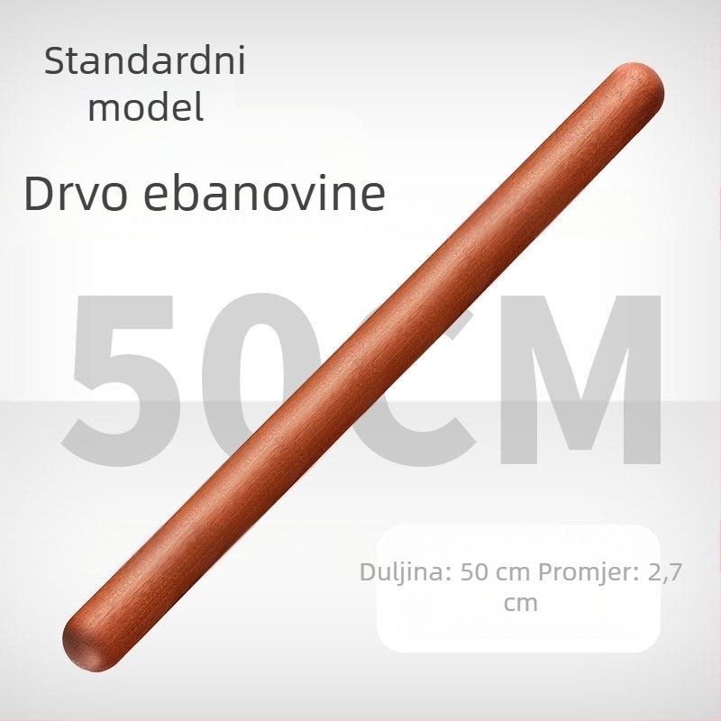 Drveni valjak za tijesto od tamnog drveta, čvrsto drvo, kućna upotreba, valjak s okruglom glavom