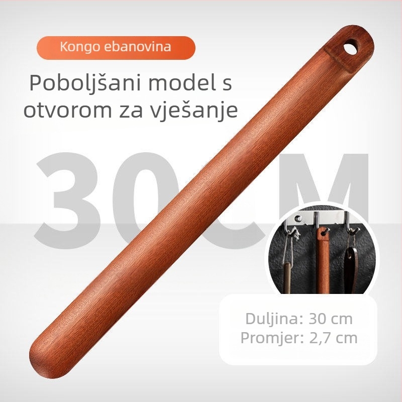 Drveni valjak za tijesto od tamnog drveta, čvrsto drvo, kućna upotreba, valjak s okruglom glavom