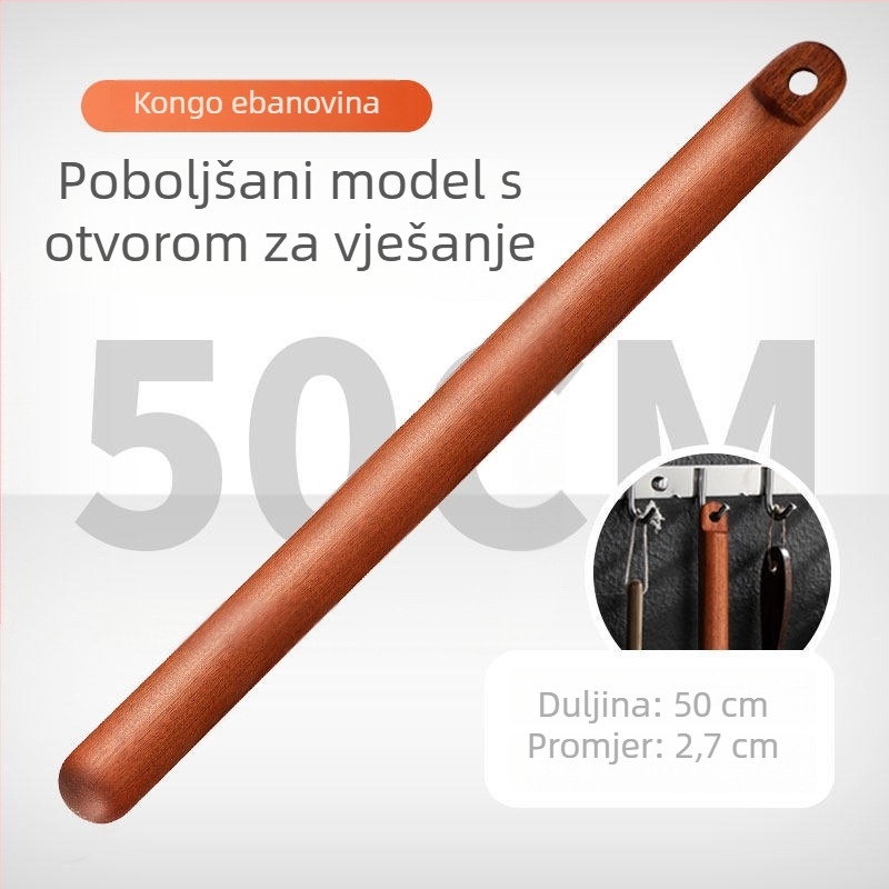 Drveni valjak za tijesto od tamnog drveta, čvrsto drvo, kućna upotreba, valjak s okruglom glavom