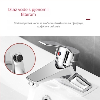 Bakreni faucet za pločasti umivaonik s toplom i hladnom vodom, modernan minimalistički dizajn kućne kupaonice