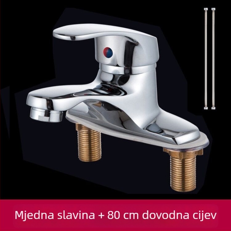 Bakreni faucet za pločasti umivaonik s toplom i hladnom vodom, modernan minimalistički dizajn kućne kupaonice