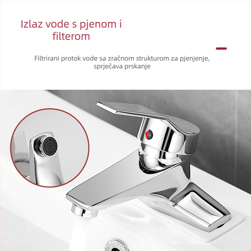 Bakreni faucet za pločasti umivaonik s toplom i hladnom vodom, modernan minimalistički dizajn kućne kupaonice