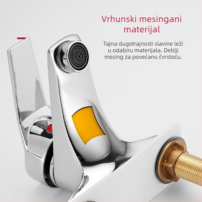 Bakreni faucet za pločasti umivaonik s toplom i hladnom vodom, modernan minimalistički dizajn kućne kupaonice