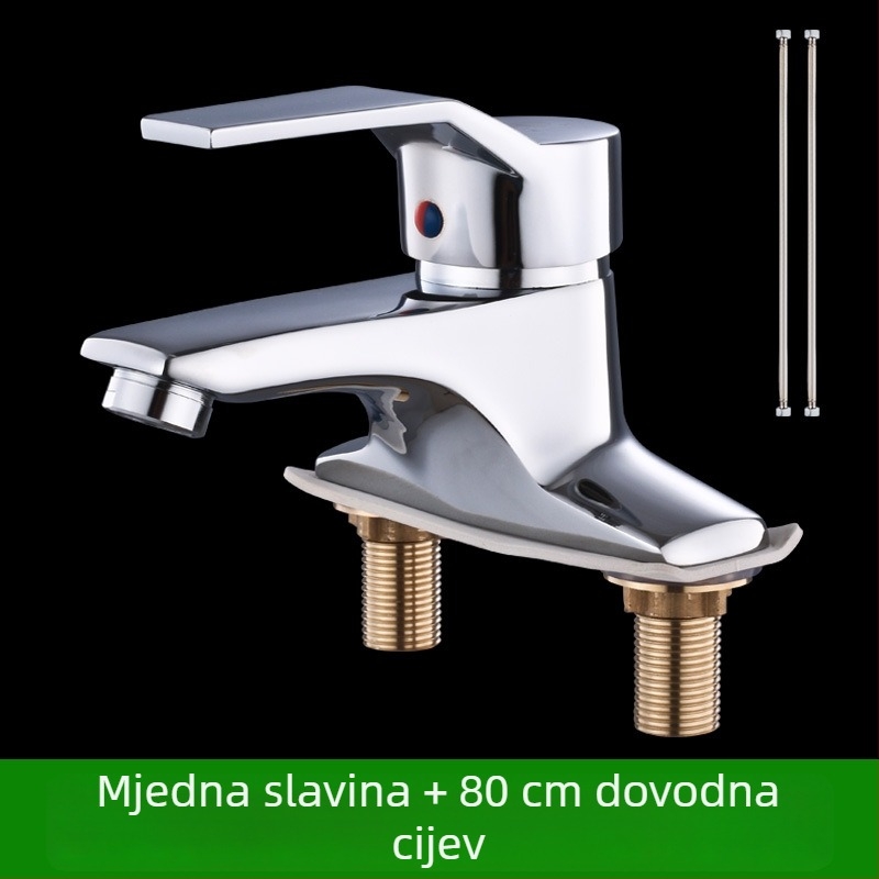 Bakreni faucet za pločasti umivaonik s toplom i hladnom vodom, modernan minimalistički dizajn kućne kupaonice