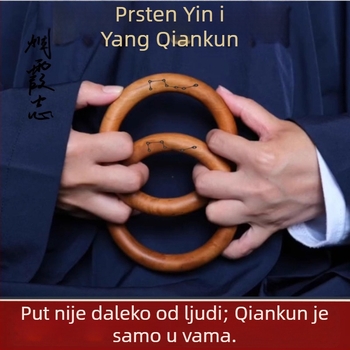 Jujube drvo Qiankun Circle Yin-Yang prsten s privjeskom i narukvicom – taoistički ritualni alat