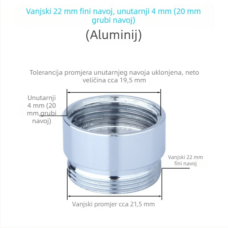 Proširivač slavine s zaštitom od prskanja i filtarskom glavom, 50 cm, dvostupanjski produžitelj, za umivaonik za mop