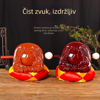Set od masivnog drveta – drvena riba za kućni hram, udarni instrument od kamfornog drveta i ukrasna drvena rezba