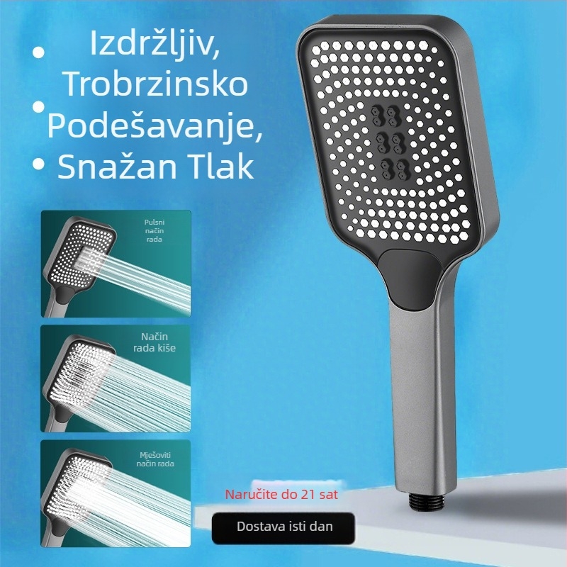 Kvadratna tuš glava s visokim tlakom i velikim izlazom vode — visoki protok vode, tuš jedne ruke, ABS, modern dizajn