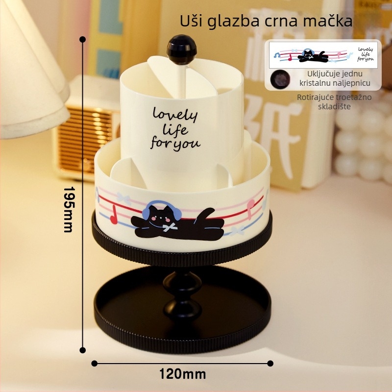 Držač za olovke u stilu princeze, 360° rotacija, veliki kapacitet, stolni organizator za djecu