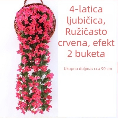 Set umjetnih cvjetova za zidnu dekoraciju: viseća biljka pauk, velike cvjetne glavice hortenzije, plastični umjetni cvjetovi i zelene loze