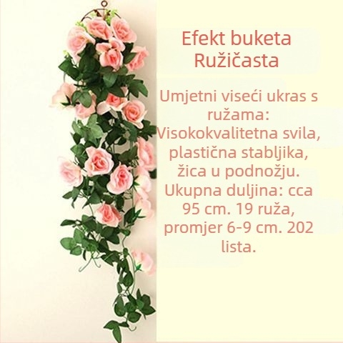 Set umjetnih cvjetova za zidnu dekoraciju: viseća biljka pauk, velike cvjetne glavice hortenzije, plastični umjetni cvjetovi i zelene loze