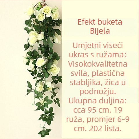 Set umjetnih cvjetova za zidnu dekoraciju: viseća biljka pauk, velike cvjetne glavice hortenzije, plastični umjetni cvjetovi i zelene loze
